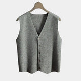 Durk | Marineblauw gebreid gilet met knopen