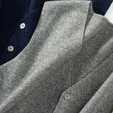 Durk | Marineblauw gebreid gilet met knopen