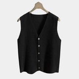Durk | Marineblauw gebreid gilet met knopen
