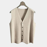 Durk | Marineblauw gebreid gilet met knopen