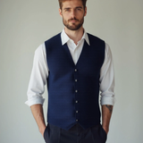 Durk | Marineblauw gebreid gilet met knopen
