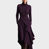 Teresa - Asymmetrische gebreide maxi-jurk met col