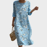 Beatriz - Maxi Jurk met Ronde Hals en Patroon
