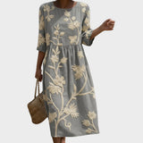 Ana - Midi-jurk met Planten en Bloemen