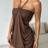 Karolína – Mini Jurk Chocolade