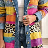 Audrey | Retro Luipaardprint Denim Jacket