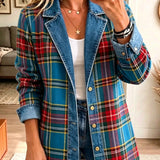 Madison | Tartan Patchwork Denim Blazer