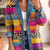 Audrey | Retro Luipaardprint Denim Jacket