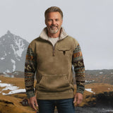 Jan | Bruine sweater met dessinmouwen en halve rits