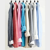 Joas | Crèmekleurig casual overhemd met button-downkraag