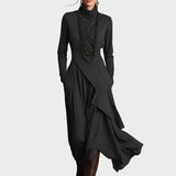 Teresa - Asymmetrische gebreide maxi-jurk met col