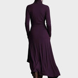 Teresa - Asymmetrische gebreide maxi-jurk met col