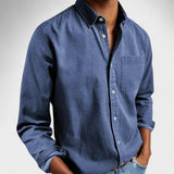 Levi | Marineblauw overhemd met button-downkraag