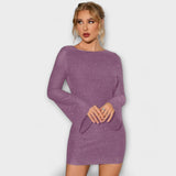 Rugloze jurk met pailletten en lange mouwen