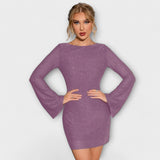 Rugloze jurk met pailletten en lange mouwen