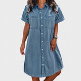 Hazel - Zachte Zomer Denim Shirt Jurk
