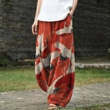 Henriette – Brede broek met rood vogelmotief