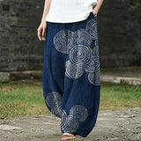 Alice – Brede broek met donkerblauw stippenpatroon
