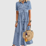 Abigail - Lange Knop Denim Jurk