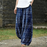 Émilienne – Brede blauwe broek met maritiem patroon