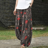 Mathilde – Brede broek met rode bloemen