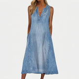 Florence - Comfortabele A-Lijn Denim Jurk