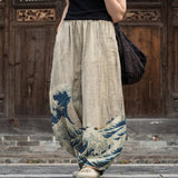 Colette – Beige wijde broek met grafisch patroon