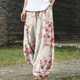 Charlotte – Beige, gedrukte brede broek
