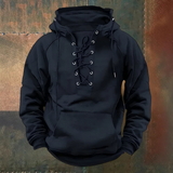 Marius | Bruine hoodie met veterkoord
