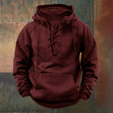 Marius | Bruine hoodie met veterkoord