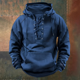 Marius | Bruine hoodie met veterkoord