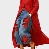 Daniella - Linnen jurk & Bloemige denim set