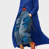 Daniella - Linnen jurk & Bloemige denim set