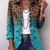 Dominique | Luipaard Ombré Ruches Blazer Jas