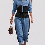 Danielle | Colourblock Cropped Jas & Wijde Pijp Broek Set