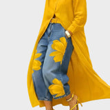 Daniella - Linnen jurk & Bloemige denim set