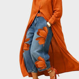 Daniella - Linnen jurk & Bloemige denim set