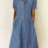 Carol - Korte Mouwen Denim Jurk