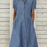 Carol - Korte Mouwen Denim Jurk