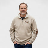 Stan | Crèmekleurige sweater met halve rits