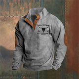 Timo | Camelkleurige sweater in ranchstijl met halve rits