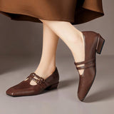LYNN | LEREN MARY JANES MET DUBBEL BANDJE