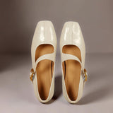 TESS | LEREN MARY JANES MET VIERKANTE NEUS