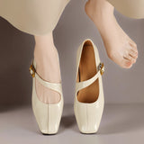 TESS | LEREN MARY JANES MET VIERKANTE NEUS