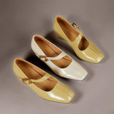 TESS | LEREN MARY JANES MET VIERKANTE NEUS