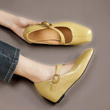 TESS | LEREN MARY JANES MET VIERKANTE NEUS