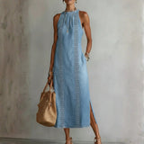 Julia - Retro Kant Denim Jurk